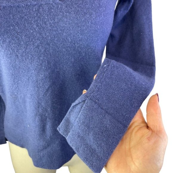 FIGINI 100% Cashmere Blue/Purple V-Neck Sweater *No Size Fits S/M* Made in Italy - Picture 7 of 9